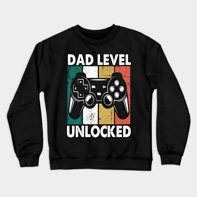 gamer Dad Level Unlocked Retro joystick video gaming  T-Shirt Crewneck Sweatshirt by Moe99